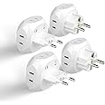 Ceptics Europe Travel Adapter Plug Set Schuko - 4 Input - Ultra Compact - Light Weight Type C, Type E/F - USA to Any Type C E/F Countries Such as Germany, France- 4 Pack (PT-9-9C-4PK),White