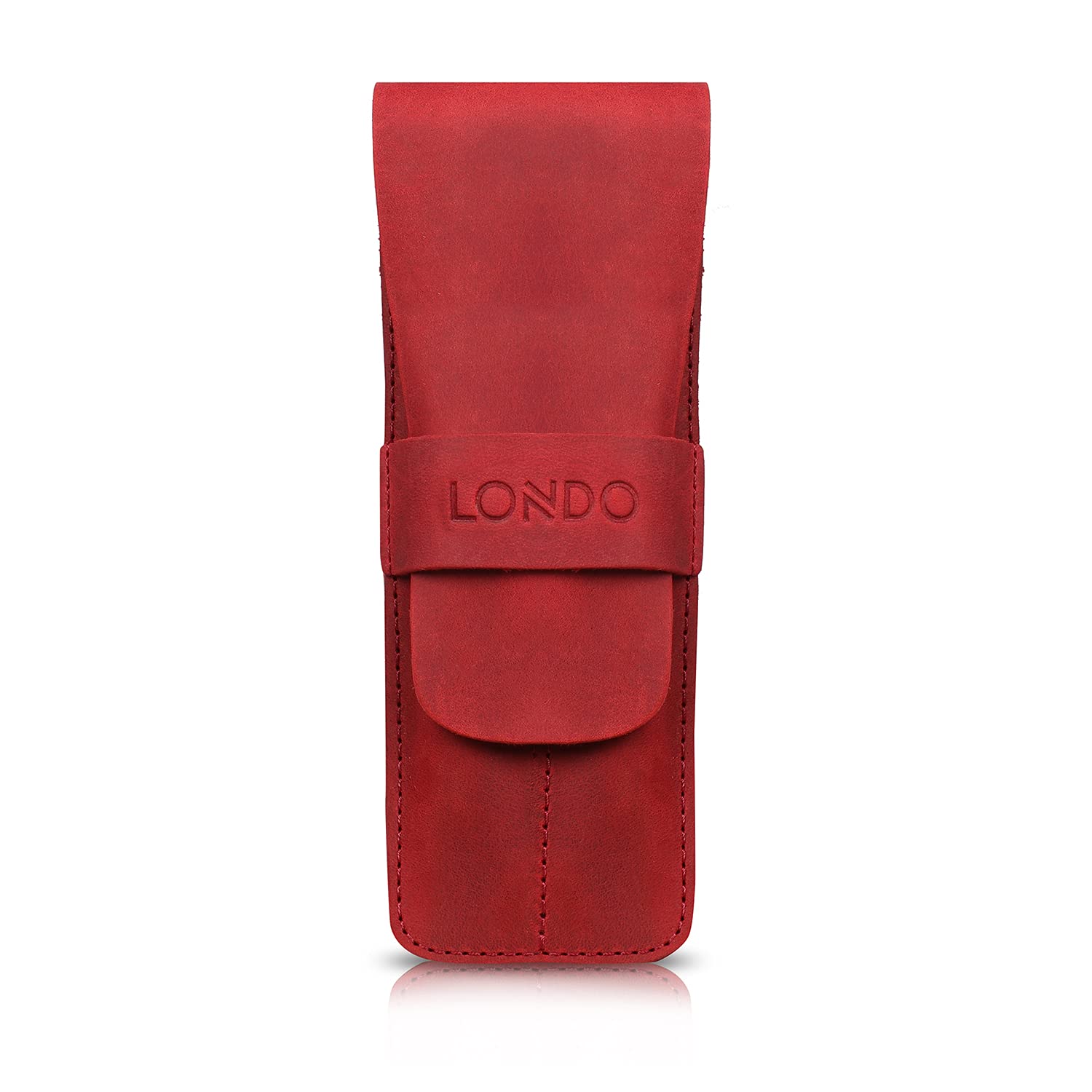 LONDO Leder Pen Case 2 Slot with Tuck Flap - Genuine Leather Pencil Case