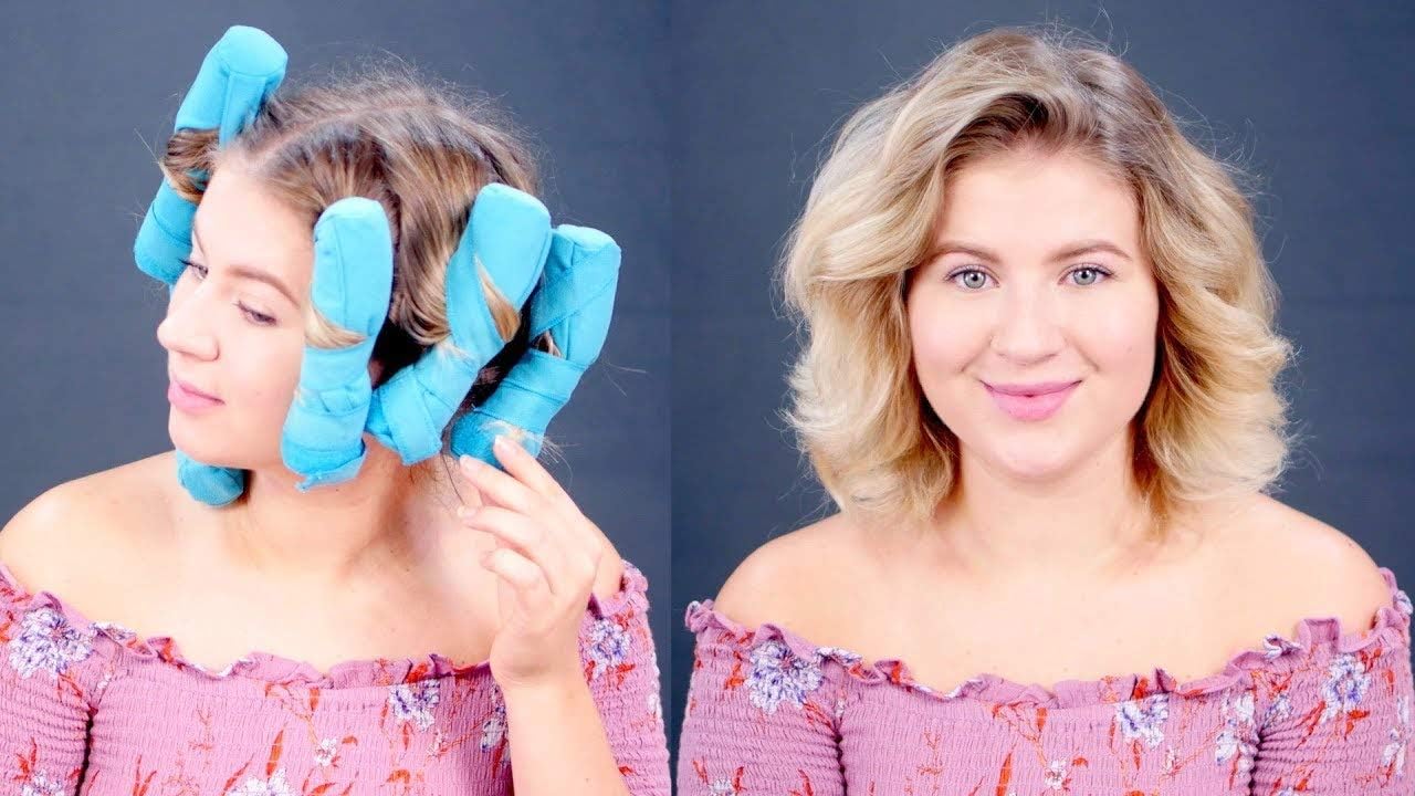 Krupalu Cotton Heat-Free Night Hair Curlers With 8Pcs Roller, Blue Color