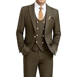 Aowdoy Men's Suits 3 Piece Slim Fit Tuxedo Suit One