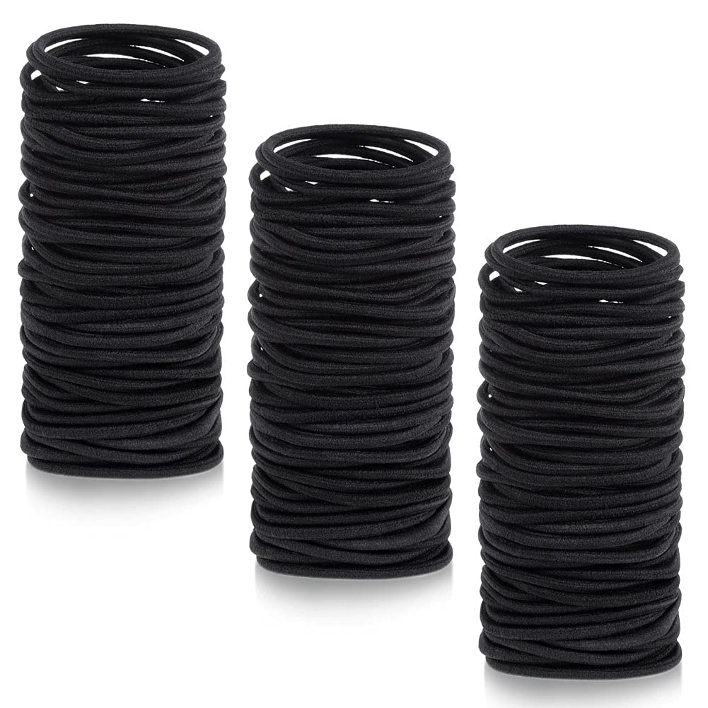 Anezus 250 Pcs 3mm Black Elastics Small Hair Ties Hair Bands Accessories for Girls