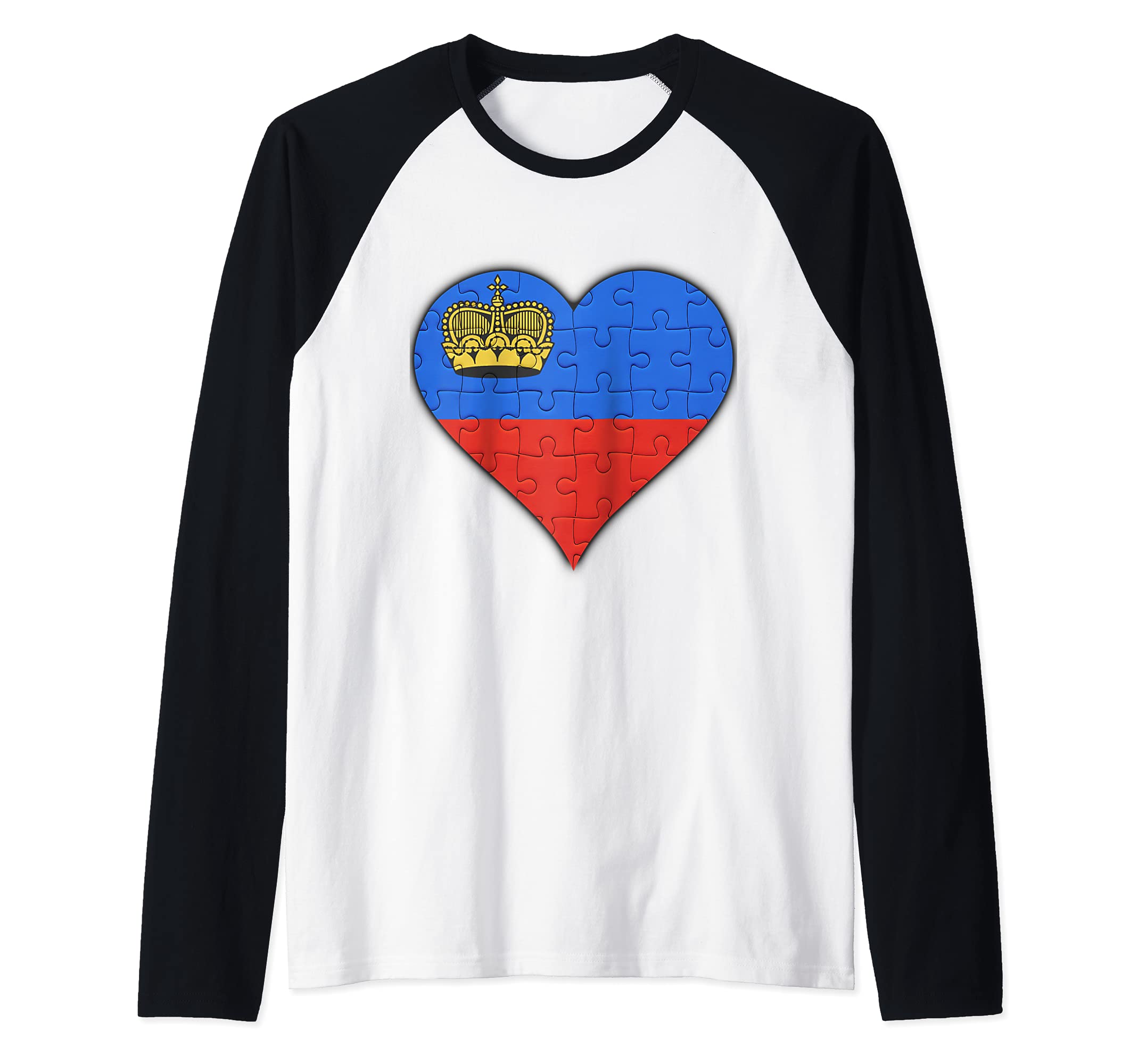 Liechtenstein Liechtensteiner Flag Heart Raglan Baseball Tee