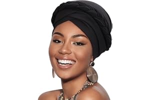 DRESHOW Turban Pre-Tied Twisted Hat Thread African Head Wraps for Black Women Chemo Cancer Cap Braid Hair Cover
