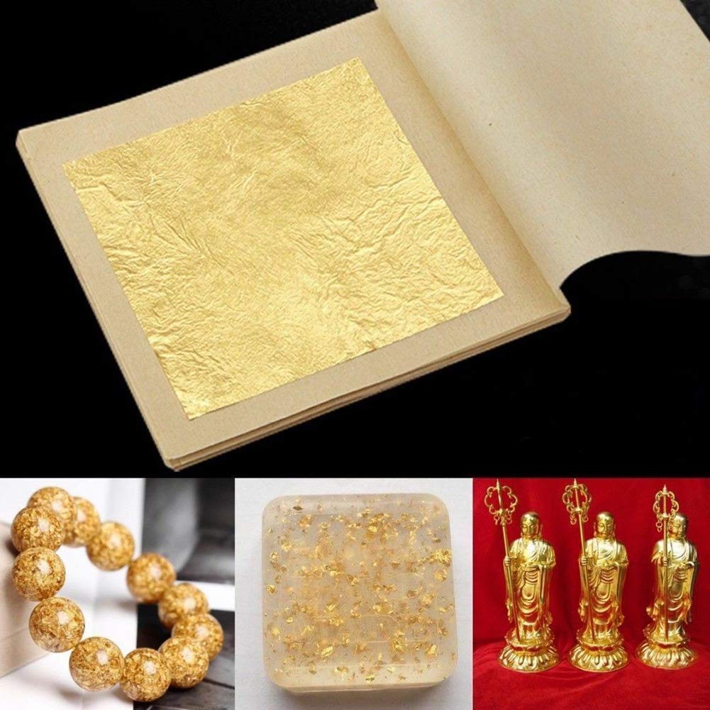 LTKJ 24K Edible Gold-Leaf Sheets 20 Sheets 4.33 x 4.33 cm Pure Gold-Foil Leaf for Food Decoration,Facial Spa Gilding Crafting 1.7