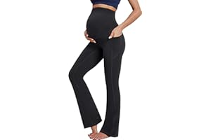 IUGA Fleece Lined Maternity Pants for Work Maternity Sweatpants Flare Leggings Pregnancy Yoga Pants Maternity Clothes