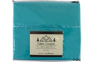 Everything Summer Camp Cabin Comfort - Cot Sheet for Camping and RV Cots - Fits All Cot Size Beds Comfortably -72 x 28 Inches - Super Soft (3 Piece Cot (Fitted, Flat, Pillowcase), Teal)