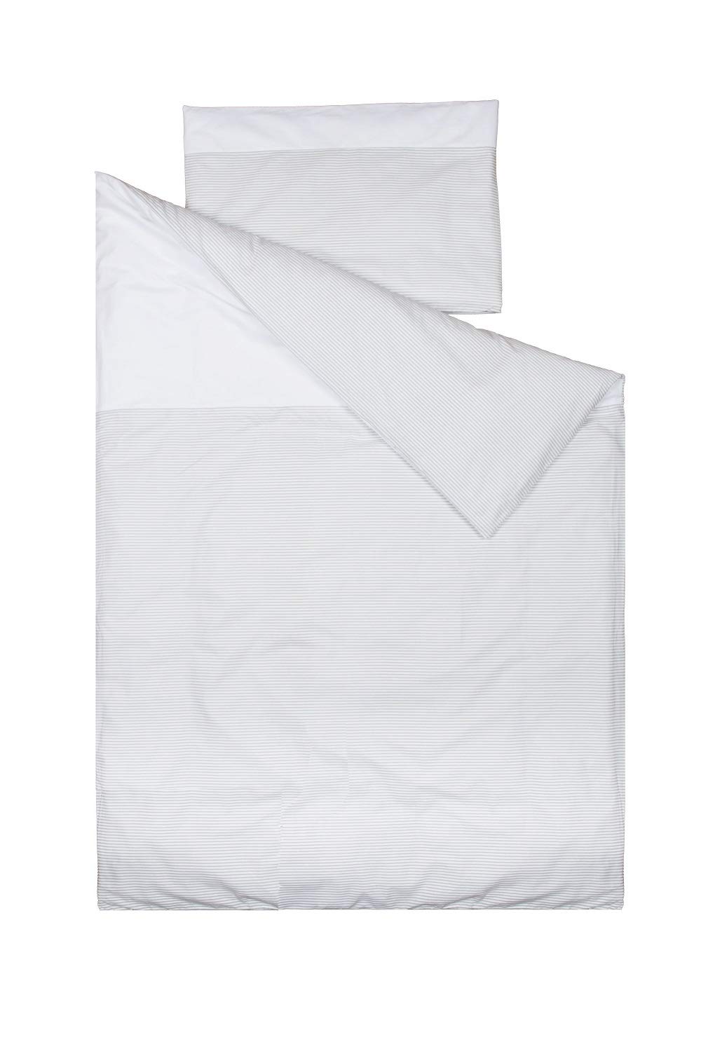 Vizaro - Duvet Cover Bedding Set - COT 60x120cm - Pure Premium Cotton - Dim. 90x120cm, 30x60cm - Made in EU - OekoTex - Safe for Babies - C. Grey Stripes