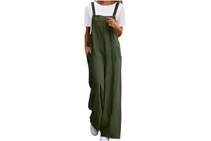 Women's Casual Corduroy Overalls Adjustable Straps Baggy Pants Wide Leg Jumpsuits with Pockets