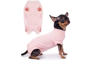 Frienperro Dog Recovery Suit Pet Spay Surgery Shirt for Female Dogs Onesie, Puppy Pajamas Cone E-Collar Alternative for Small Cat Chihuahua Yorkie,Pink XXS