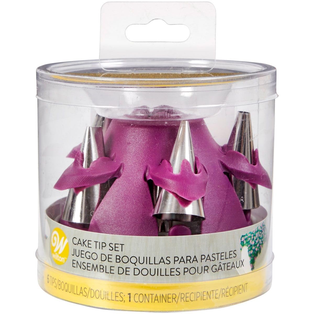 Wilton Cake Piping Tip Set with Silicone Stand, Purple, 7 Pieces