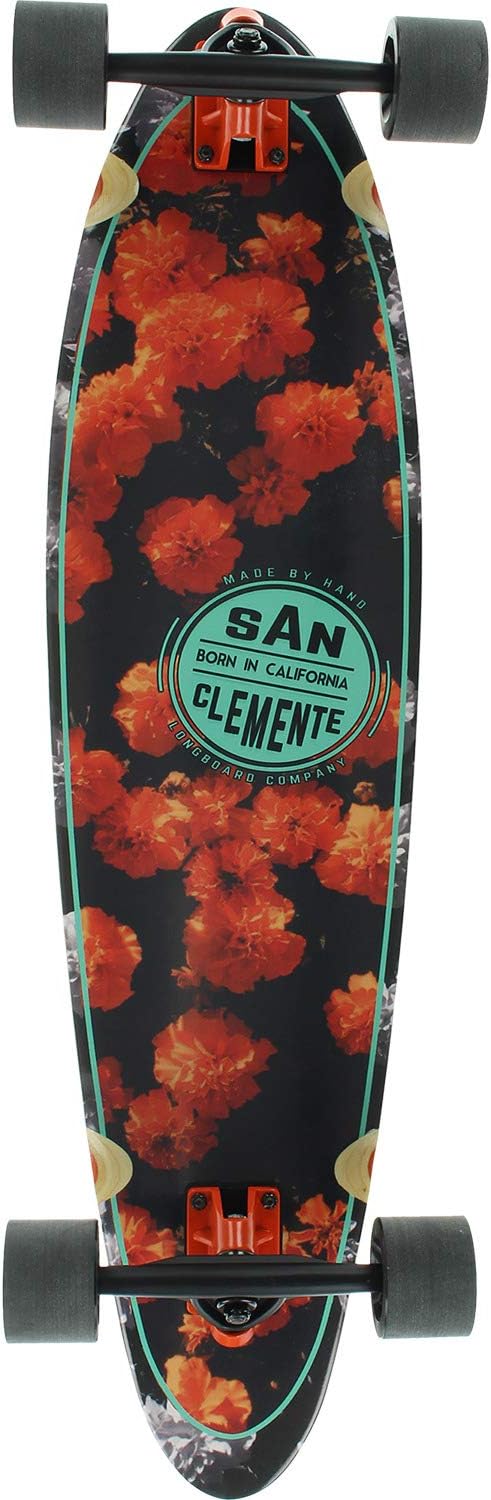 San Clemente Longboards Orange Blossom Squashtail Longboard Complete Skateboard - 9" x 36"