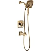 Delta Ashlyn 17 Series Dual-Function Bathtub & Shower Faucet Set with In2ition 2-in-1 Dual Shower Head Handheld Spray, Gold 2-Handle Valve Trim Kit, Champagne Bronze T17464-I-CZ (Valve Not Included)