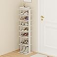 Tangkula 8-Tier Vertical Shoe Rack, Space-Saving Corner Shoe Organizer for 7 Pairs, Narrow Shoe Storage for Entryway, Front Door, or Closet