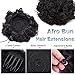 Short Afro Kinky Curly Puff Ponytail Hair Extensions Fluffy Synthetic Drawstring Hair Bun for African American Black Women 1piece dark brown