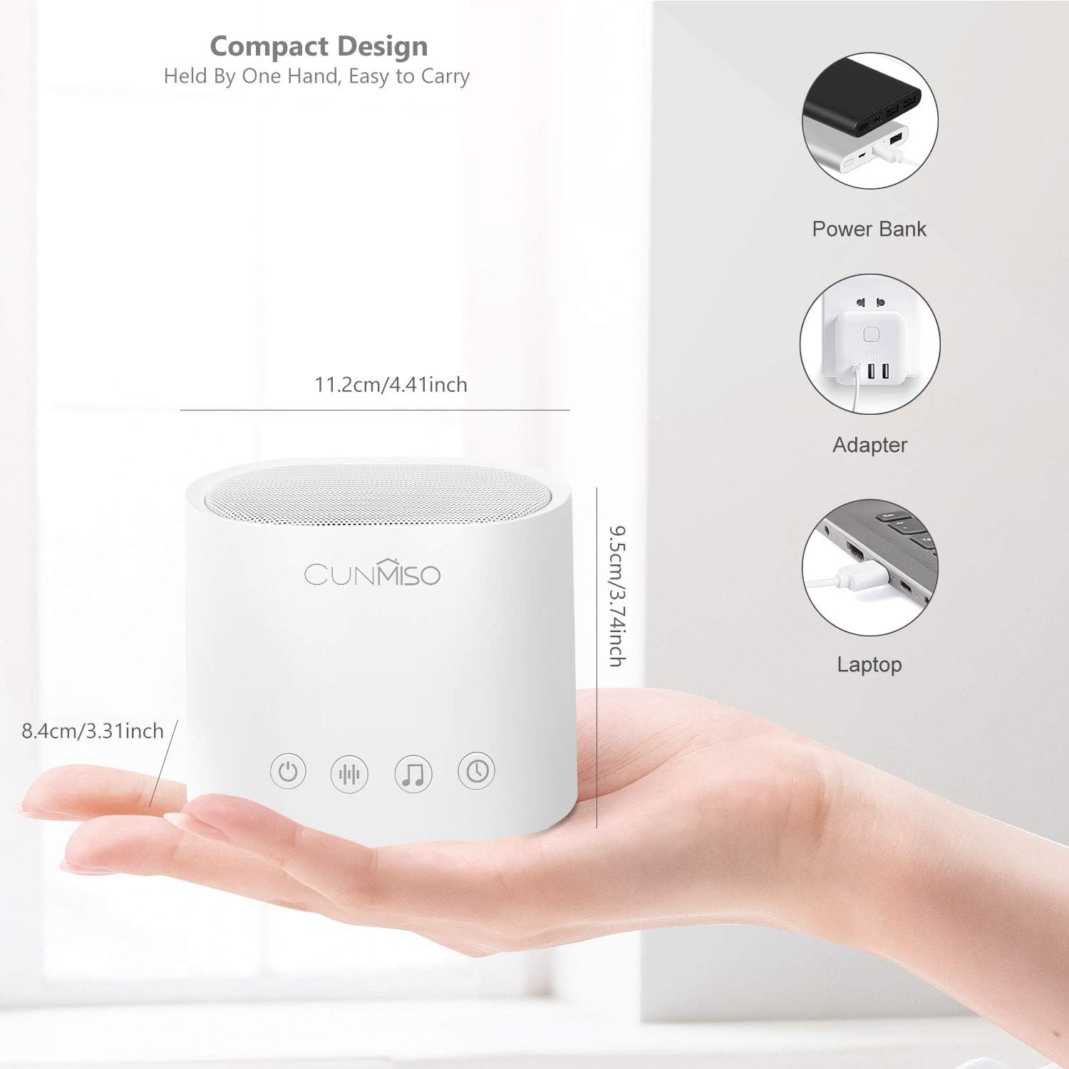 Cunmiso White Noise Machine with Colorful Night Light for Sleeping, 26 Hi-Fi Soothing Sounds with Timer & Memory Feature, Sound Machine for Baby, Kids, Adults, Portable Sleep Machine for Home, Office: Health & Personal Care