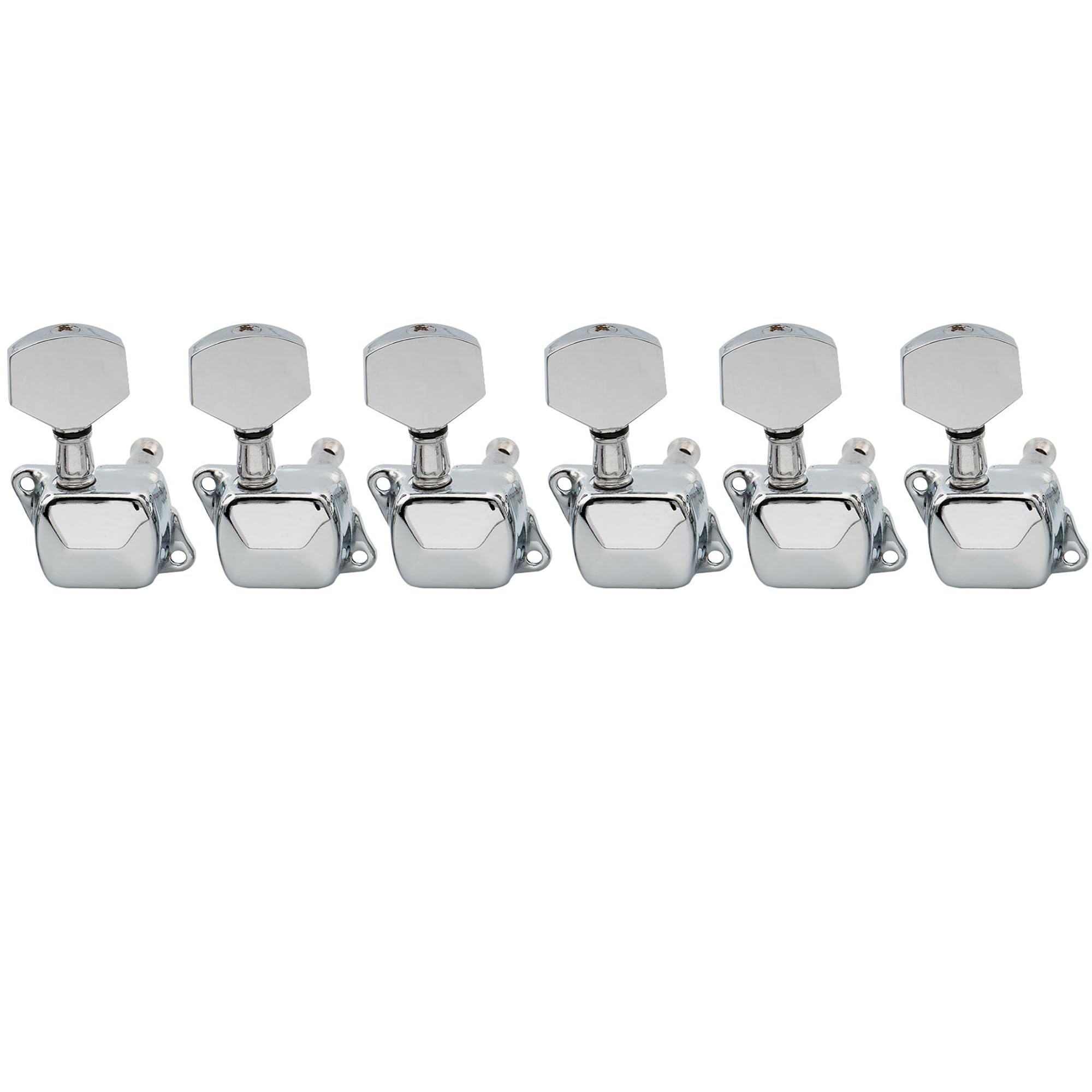 Musiclily 6 in Line Semi Sealed Guitar Tuners Tuning Pegs Keys Machine Heads Set for Strat Squier Style Electric Guitar, Chrome