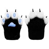 Furry Paws Gloves,Cute Plush Wolf Cat Paw Gloves with Claws Faux Fox Fur Fursuit Paws Halloween Cosplay Animal Costume
