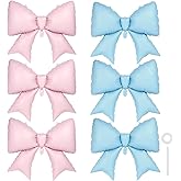 6 Pcs Pink and Blue Bow Balloons for Girls, 38 Inch Bow Foil Balloons, Bows Gender Reveal Decorations for Birthday Party Wedding Baby Shower Mouse Party Decoration