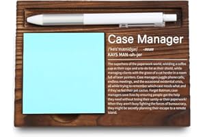 VYNWPDFLI Case Manager Appreciation Gift, Inspirational Office Decor for Social Workers, Thoughtful Desk Organizer with Engraved Definition, Wooden Sticky Note Holder,LQQ54