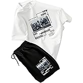 VIPWOLF Men's Short Sets 2 Piece Crew Neck Novelty Graphic Tees & Shorts Tracksuits