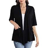 ADANIKI Women 2026 Summer Lightweight Cardigan, Short Sleeve Open Front Casual Trendy Womens Kimono Cover Up with Pocket