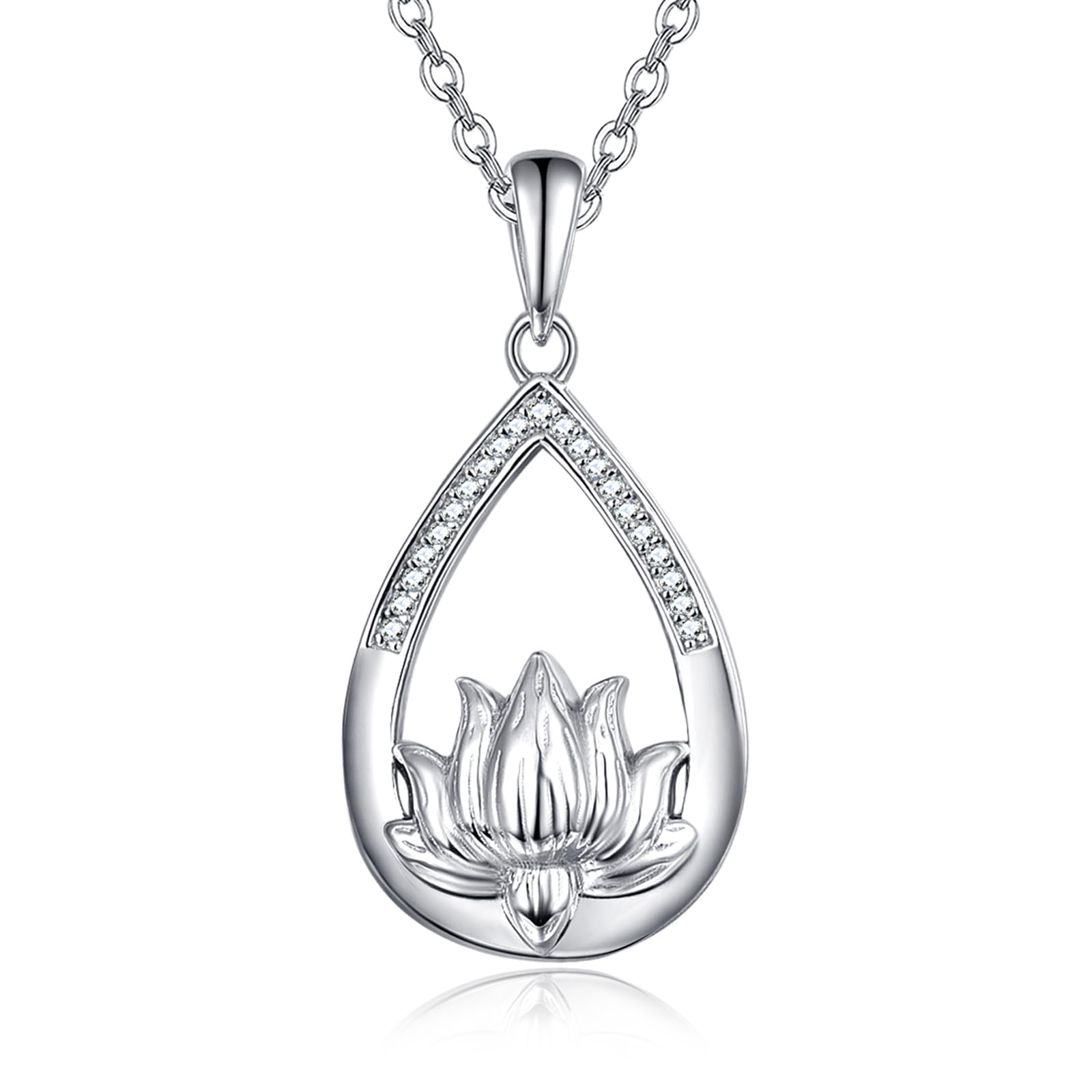 TANGPOET Lotus Ashes Necklace 925 Sterling Silver Urn Necklace Memorial Cremation Jewellery for Ashes Pendant for Family Friends Pet with Funnel Filler Kit — image 1