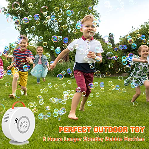 Bubble Machine for Children Automatic Bubble Blower Bubble Machine Portable Rechargeable Battery Operated Bubble Toy Electric Bubble Toy Rotated 90°/360° for Birthday Party (White)