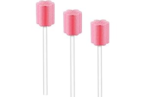100 Disposable Toothettes Oral Care Swabs, Sponge Dental Swabsticks Unflavored Sterile for Mouth & Gum Cleaning