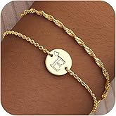Gold Initial Heart Bracelets for Girl Women Trendy, Layered Dainty Initial Gifts Personalized Disc Letter Charm A-Z Bracelets for Teen Girl Women Jewelry Gifts