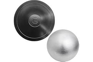 Track & Field Throwing Equipment, Regulation 5 kg Cast Iron Shot Put & 1 kg Training Rubber Disc, Sturdy & Comfortable, Suita