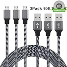 Micro USB Cable, Duractron 3Pack 10FT Premium Durable High Speed USB 2.0 to Micro USB Android Charging Cable for Samsung,Sony,Nexus,LG and Windows/PS4/Xbox One/Camera/MP3 and More (Carbon Black)