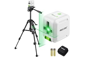 Firecore Laser Level with Tripod, Self Leveling Laser Level Green Cross Line Laser Leveler Tool for Picture Hanging Wall Tile Home Renovation Indoor Projects, Carry Pouch and Battery Included