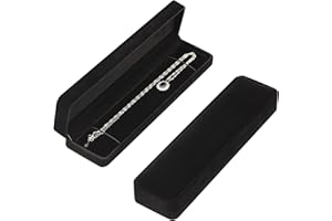 LETURE 2 Pieces Long Velvet Jewelry Chain Necklace Gift Box Set, Bracelet Storage Case, Jewellry Display Box for Wedding, Engagement,Proposal, Birthday and Anniversary (Black)