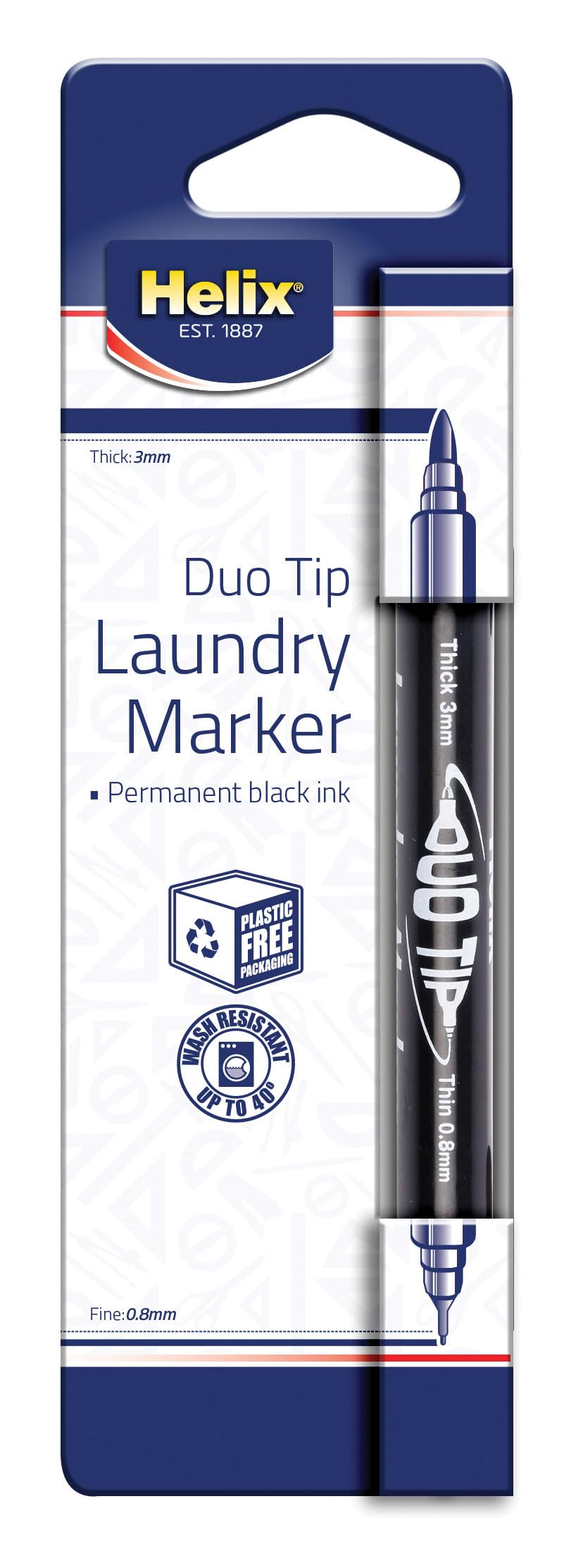 Helix Dual Tip Fabric and Laundry Permanent Marker Pen - Black