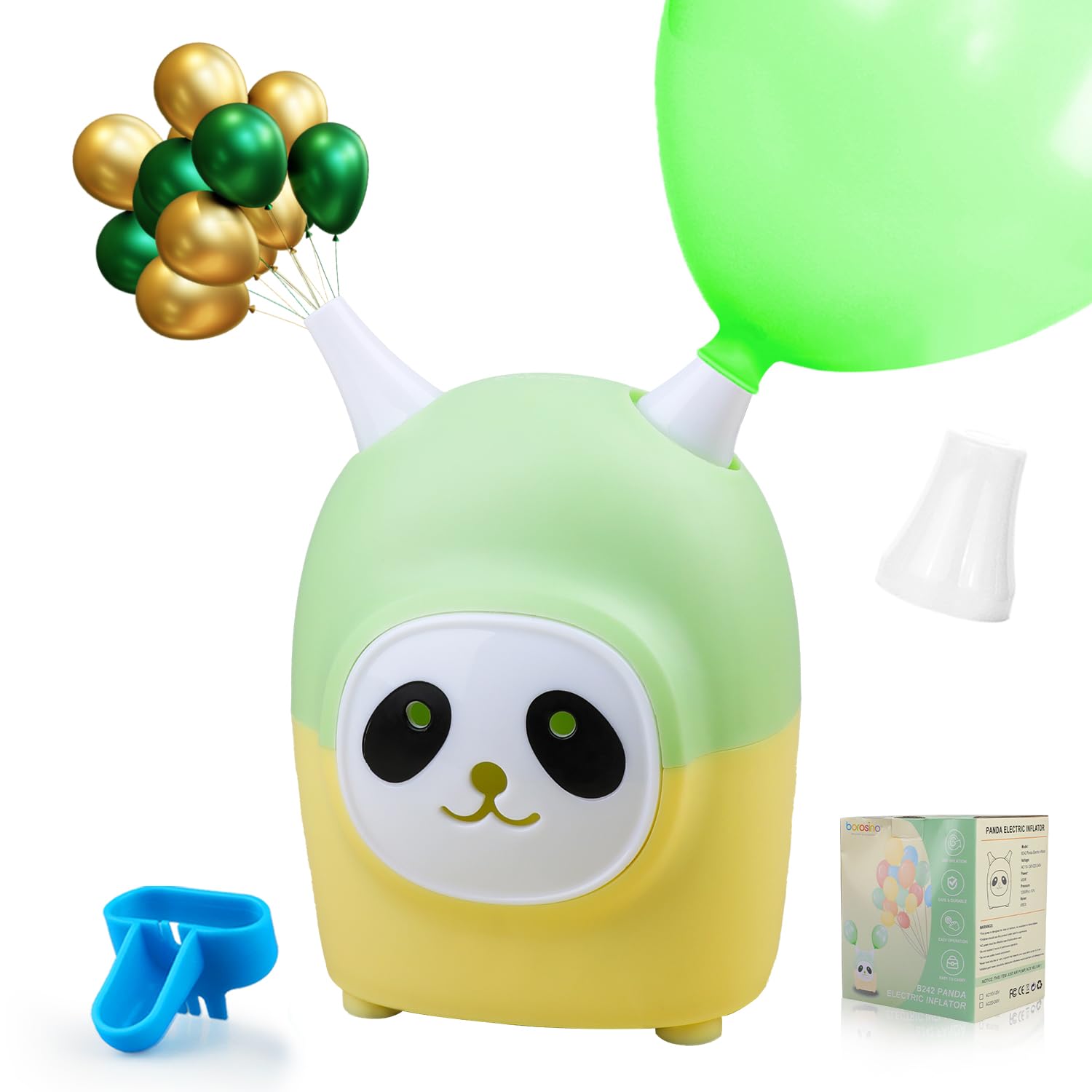 Photo 1 of Borosino Balloon Pump Electric Portable Small Panda Balloon Inflator Blower Machine Air Pump Dual Nozzle Balloon Blower for Balloon Garland Arch Party Decoration