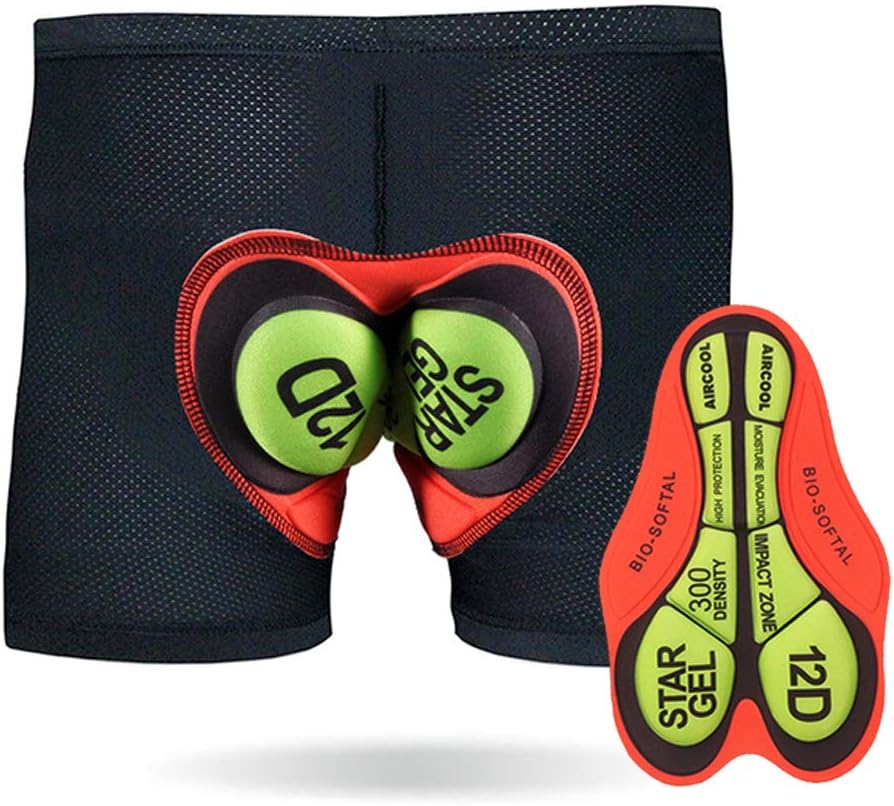 TOPTETN Cycling Short Bicycle Underwear Pants Gel Padding Cycling Undershorts Bike Underwer Shorts With High Density High Elasticity and Highly Breathable