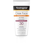 Neutrogena Clear Face, protector solar en loción de amplio espectro., FPS 30 | For Acne-Prone Skin, Broad Spectrum UVA/UVB Pr