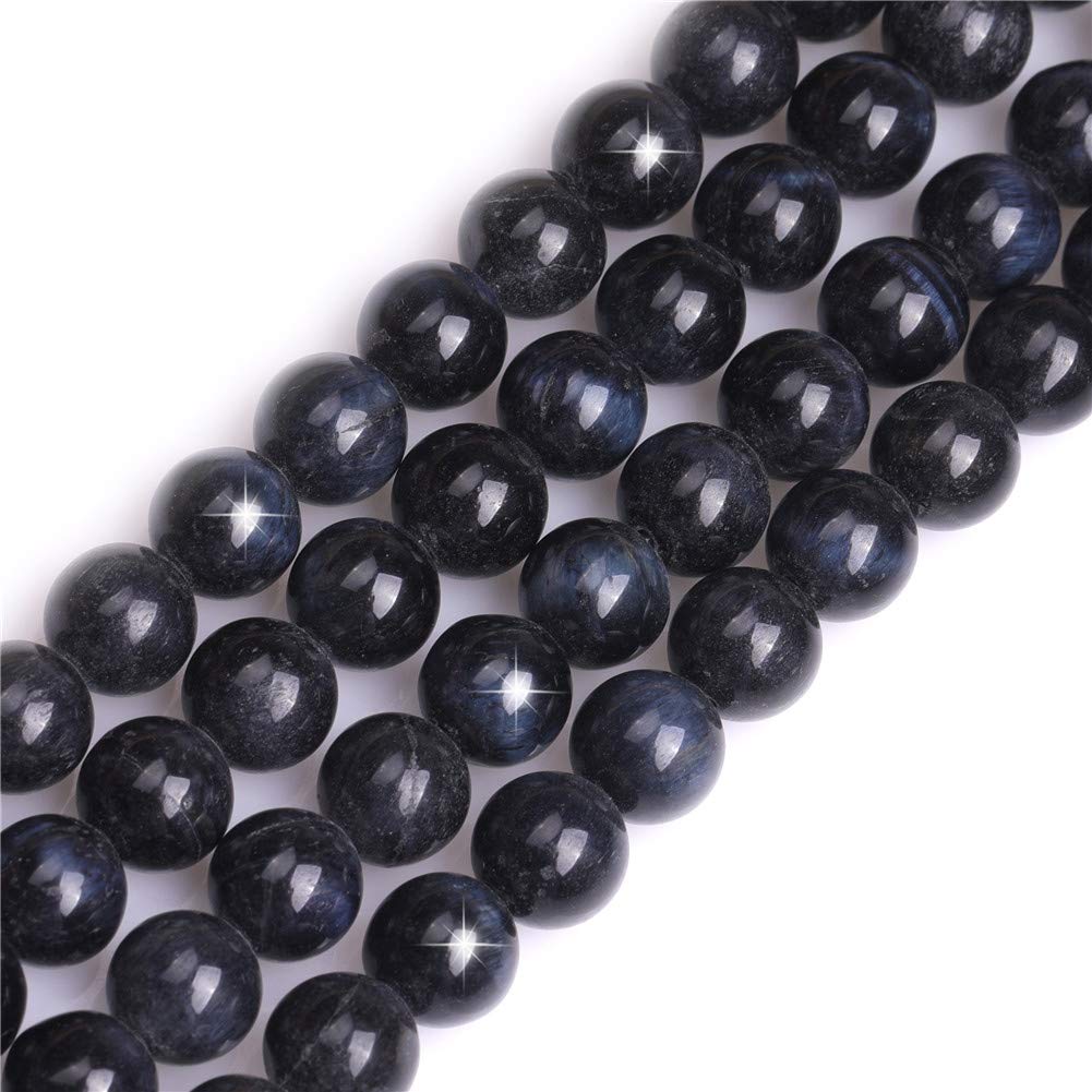Natural Blue Tiger Eye Gemstone Semi Precious Round 10mm Loose Beads for Jewellery Making DIY Bracelet Necklace Crafts 15''