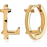 Myears Gold Initial Hoop Earrings for Women 14K Gold Plated Huggie Hoop Earrings Dainty Small Letter Personalized Monogram Jewelry Hypoallergenic Trendy Gold A-Z Earrings