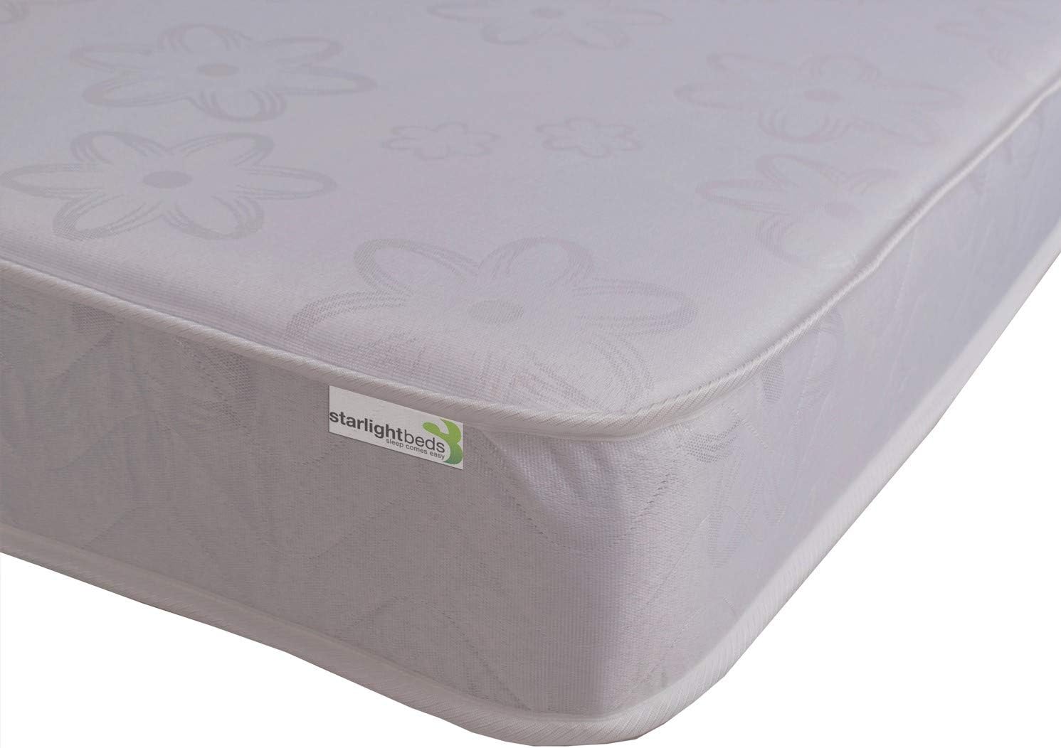 Starlight Beds Daisy Tufted Dual Sided Single Mattress. Basic Sprung Hand Tufted Mattress, White Durable Sleep Surface