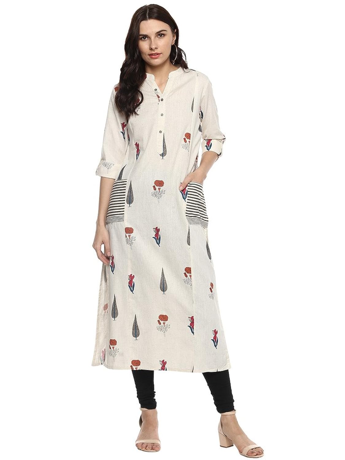 divena women's khadi straight kurti with pockets