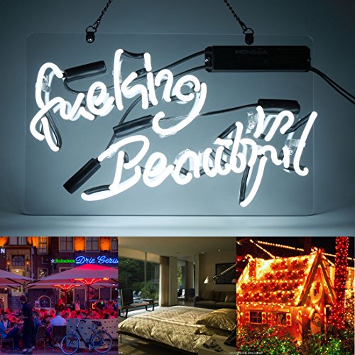 Neon Light Fuking Beautiful Signs Handmade Real Glass White Wall Sign 14" x 9" Artwork Neon Lamp Bedroom Beer Pub Hotel Party Garage Decor Lights - Thumbnail 6