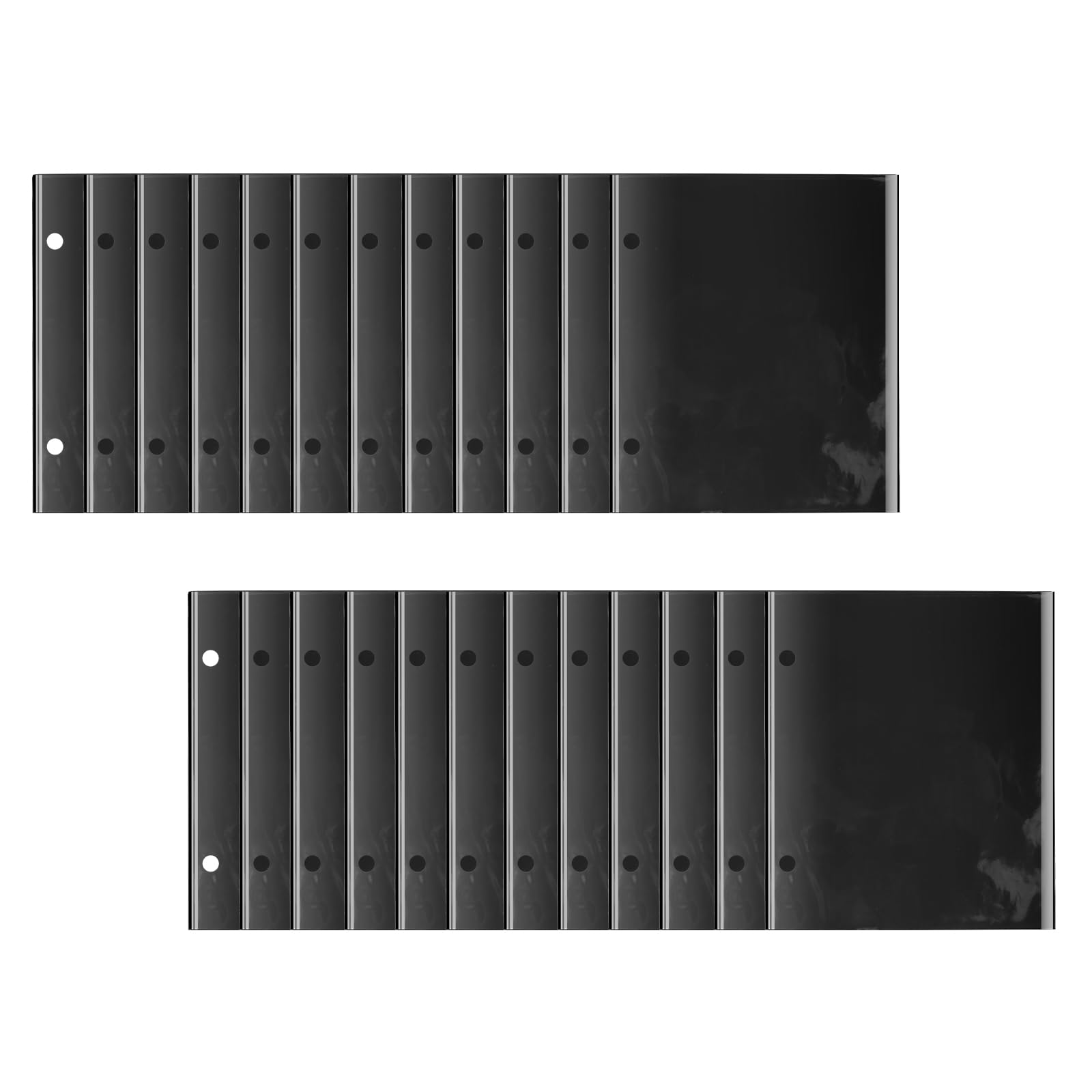 Photo 1 of 24 Pieces Black Flip Folio Marching Band Music Files Holder Flip Folder Pages Sheet 7.5 x 6.3 Inches PVC Waterproof Window Pages Musical Flip Folder with 2 Holes for Music Files