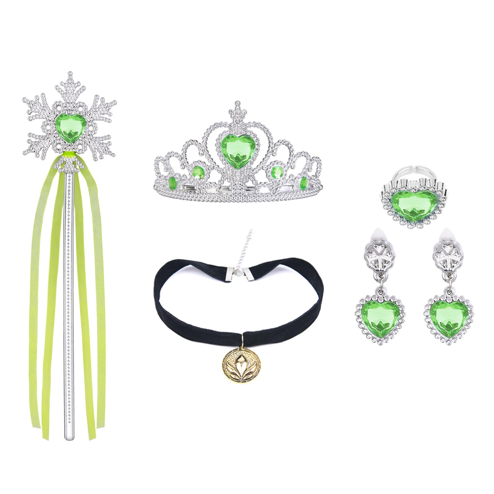 URAQT Princess Dress Up Accessories Set, Include Crown, Wand, and Earring, Princess Dress Up for Girls Party, Cosplay