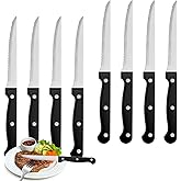 Steak Knives Set of 8, Sharp Triple Rivet Steak Knife Sets, High-Carbon Stainless Steel Serrated Blades, Ergonomic Handles Serrated Steak Knives, Dinner Knife for Kitchen Restaurant, Dishwasher Safe