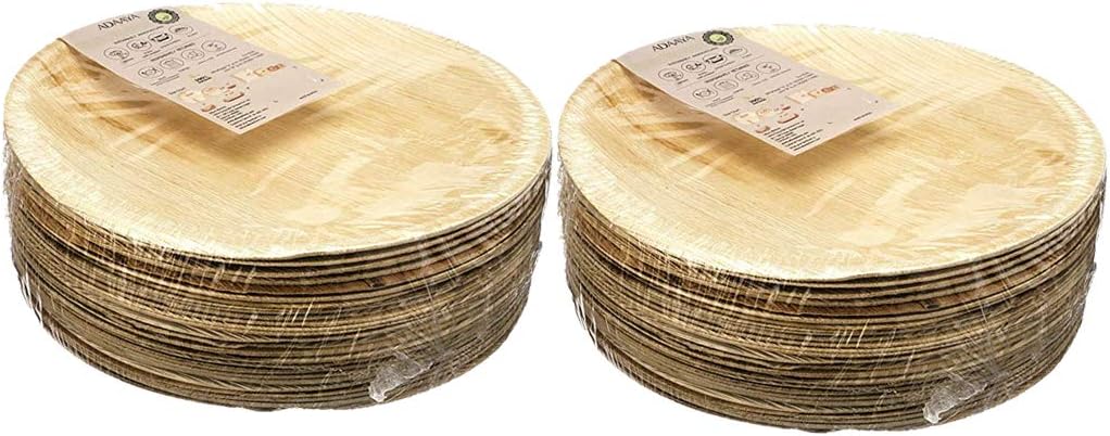 Adaaya Farms Palm Leaf Dinner Plates, 10.25 Inches (Pack of 50)