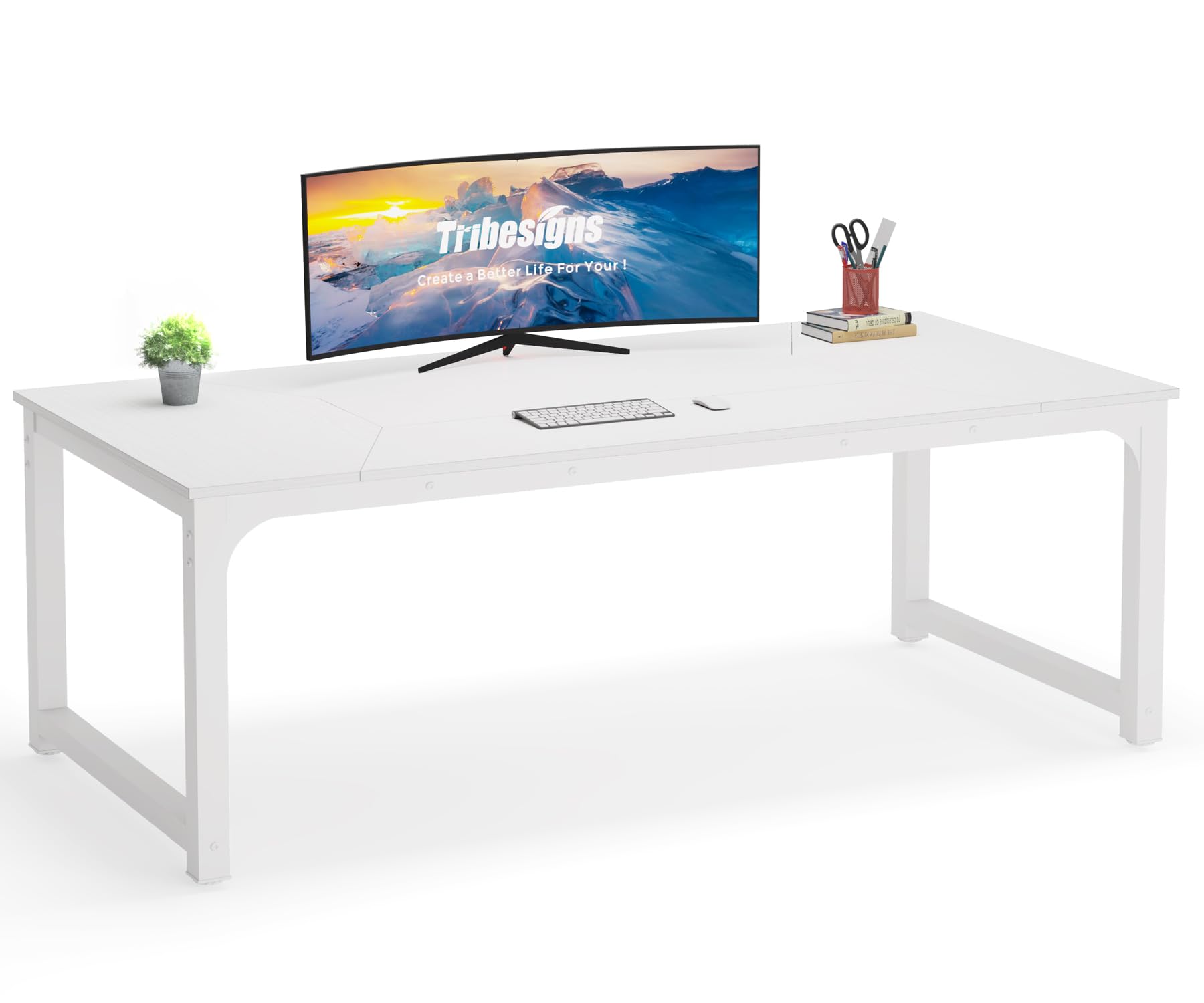 Tribesigns Modern Computer Desk, 78.7 x 39.4 inch X Large Executive Office Desk Computer Table Study Writing Desk Workstation for Home Office,White Image