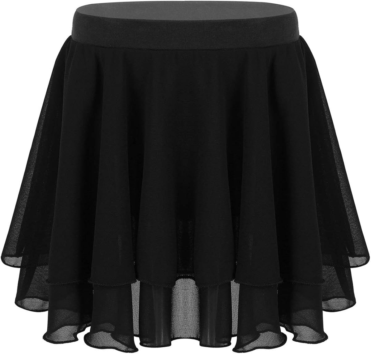 moily Little Big Girls 2 Layers Chiffon Ballet Dance Mini Skirts with Elastic Waistband Basic Pull-On Dress: Clothing