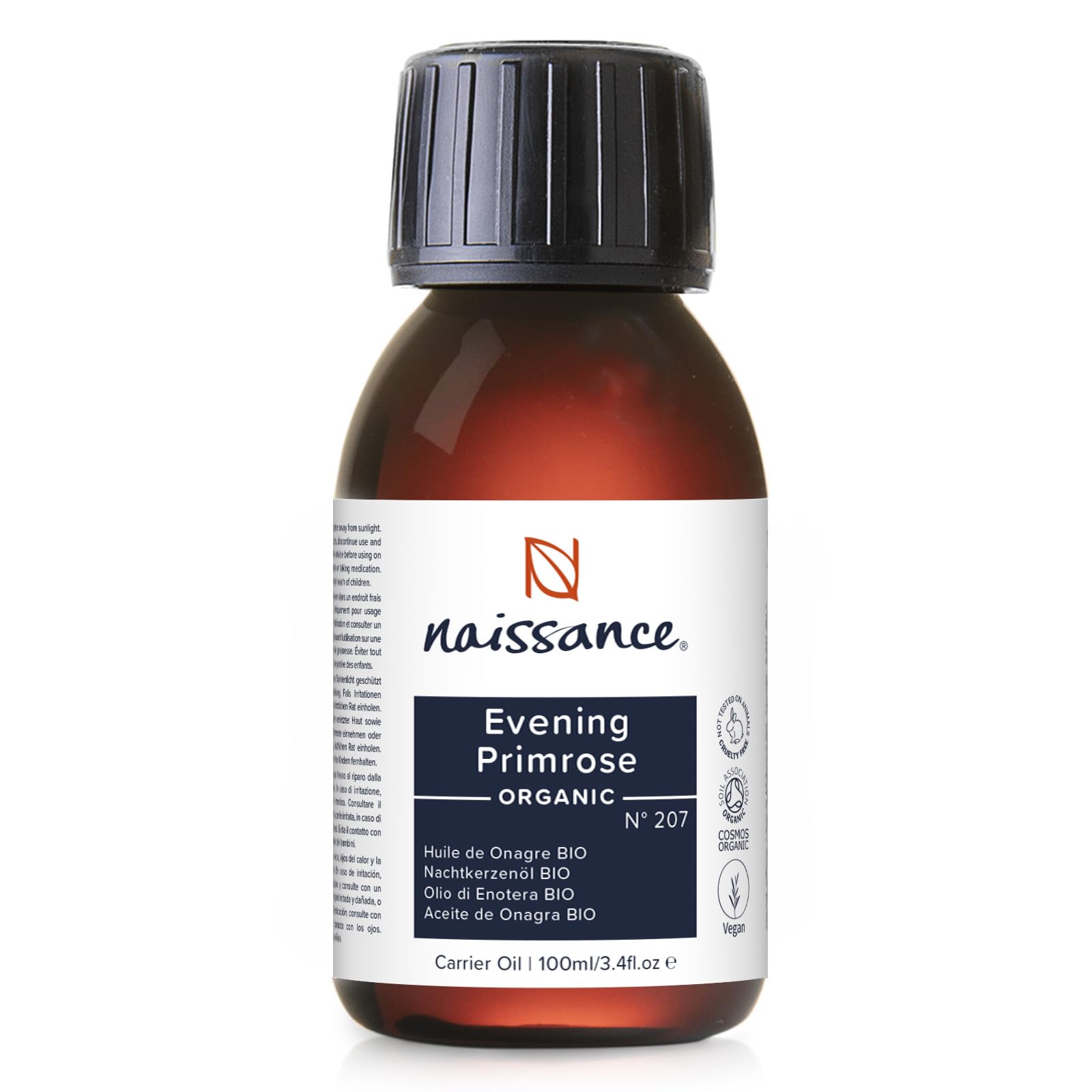 Naissance Organic Evening Primrose Oil (No. 207) - 100ml - Natural, Vegan - Nourishing and Hydrating for All Skin Types