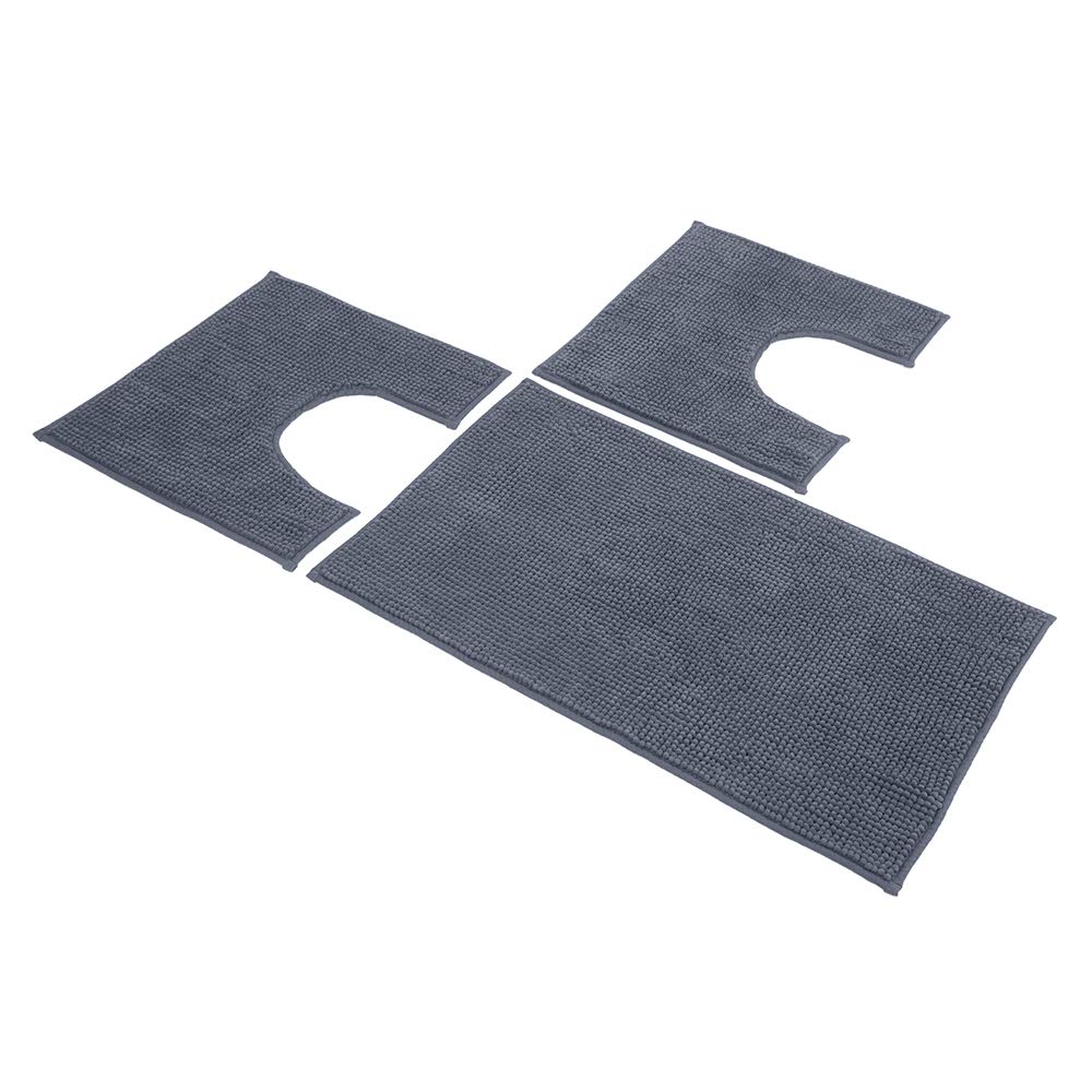 Sophie Maison Poppy Bath Mat Set, 100% Polyester Microfiber, Stone, 45 x 75+45 x 4